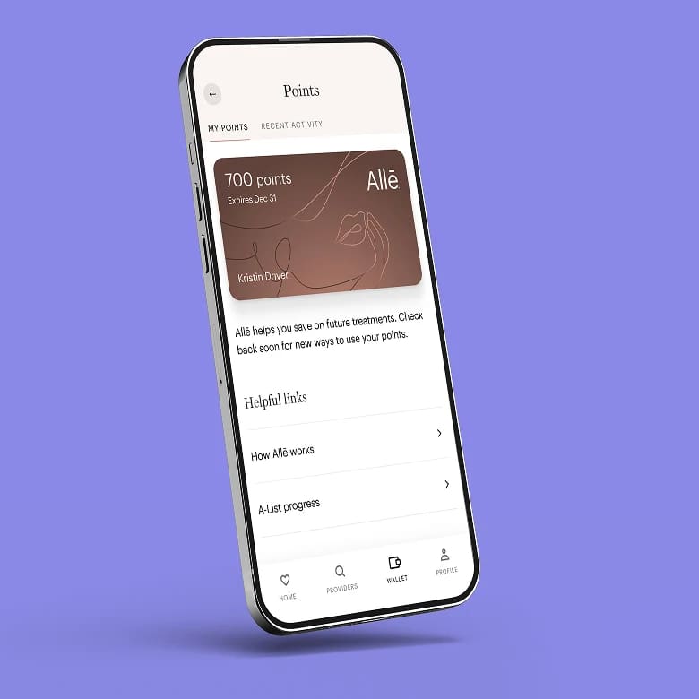 Allē points app screenshot
