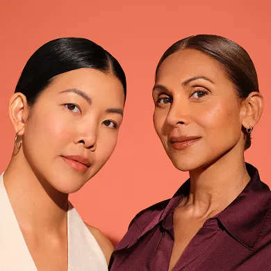 Two women smiling