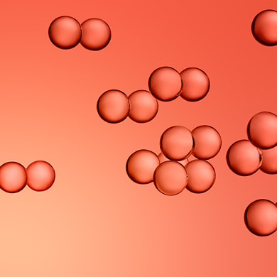 Red hyaluronic acid molecules