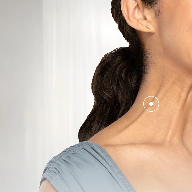 Close up image of vertical bands connecting the neck and jaw