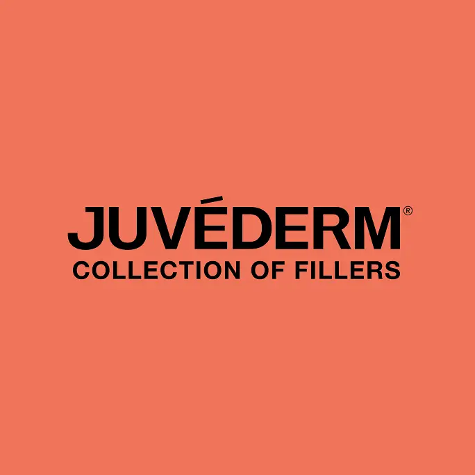 Black JUVÉDERM® logo on orange background