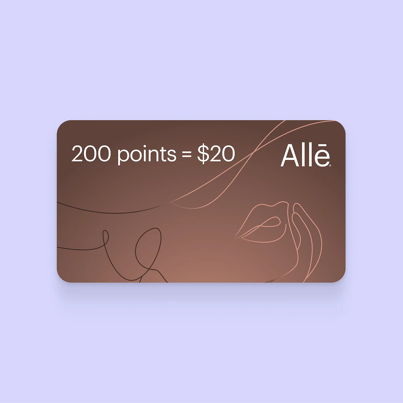 An image of a Allē gift card with 200 points worth $20