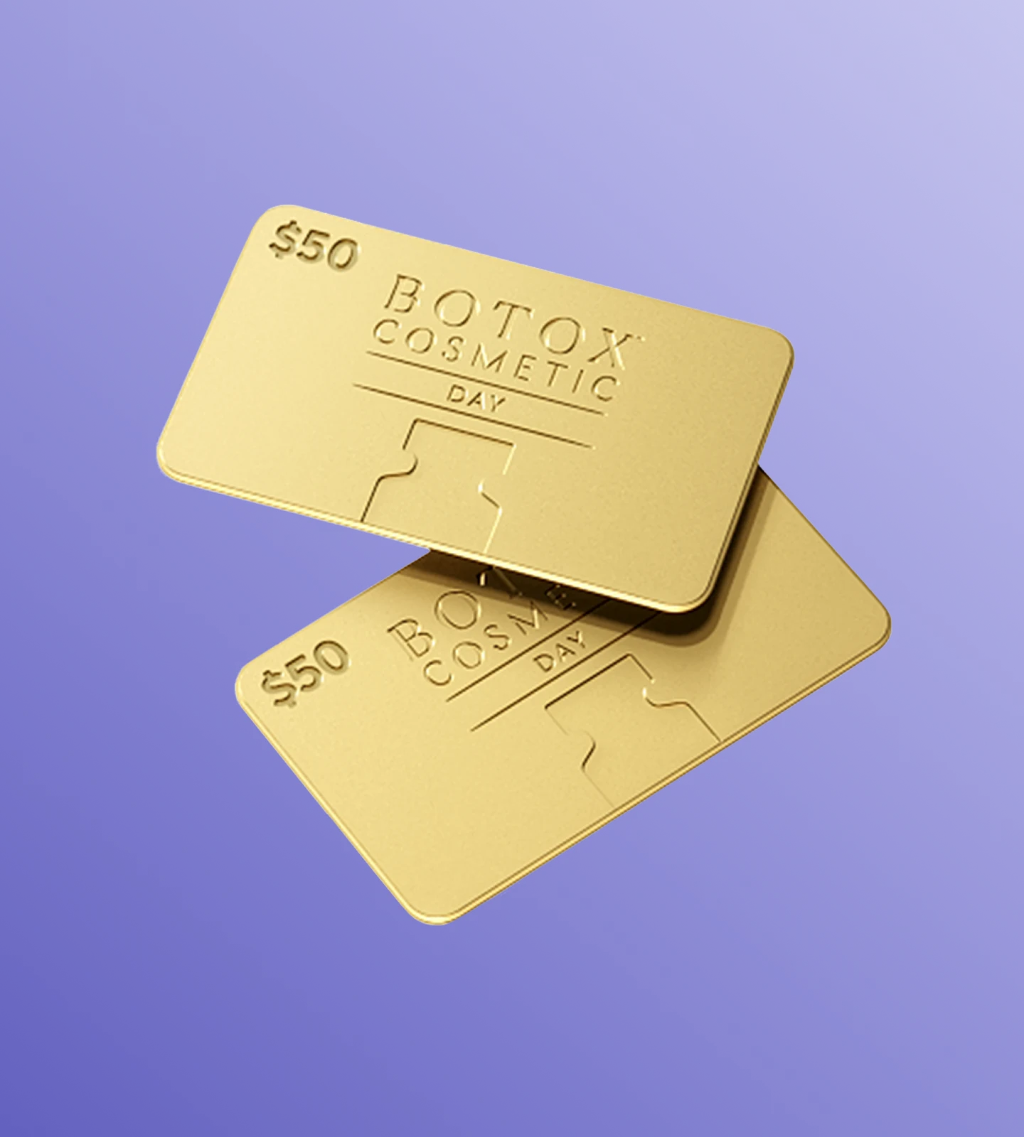 Botox Gift Cards on a colored background